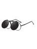 Metal Frame Flip Round Sunglasses