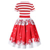 Christmas Santa Claus Stripe Print Belted Vintage Flare Dress