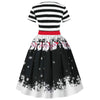 Christmas Santa Claus Stripe Print Belted Vintage Flare Dress