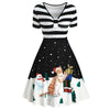 Christmas Cat and Stripe Print Vintage Flare Dress