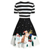 Christmas Cat and Stripe Print Vintage Flare Dress
