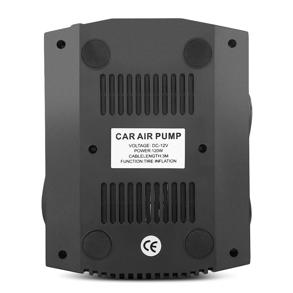 DC 12V 120W Portable Car Air Pump Clear Pressure Gauge LED Emergency Light for Kinds of Vehicles