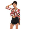 Printed Loose Top V-neck Shirt for Women