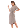 Round Neck Short Sleeve Twisted Knot Casual Dress for Women