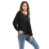 Solid Color Round Neck Long Sleeve T-shirt for Women