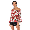 Printed Off-shoulder Flare Sleeve Top for Women