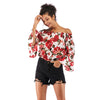 Printed Off-shoulder Flare Sleeve Top for Women