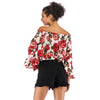 Printed Off-shoulder Flare Sleeve Top for Women