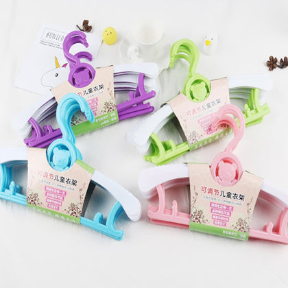 Cute Cartoon Bear Children Plastic Hanger Telescopic Adjustable Coat Drying Rack for Kids 5pcs