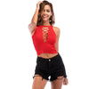 Solid Color Sexy Vest with Cross Chest Straps Tank Top for Women