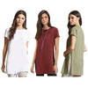Solid Color Round Neck Split T-shirt for Women