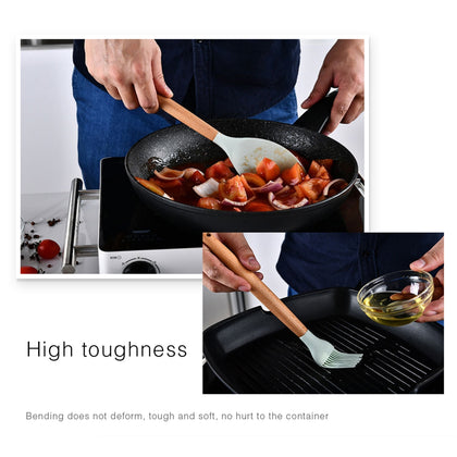 1PC Household Silicone Wooden Cooking Utensil Kitchenware