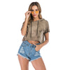 Hooded Short Sleeve Crop Top for Women