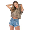 Hooded Short Sleeve Crop Top for Women