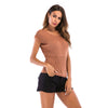 Solid Color Short-sleeved Knitted T-shirt for Women