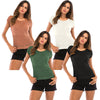 Solid Color Short-sleeved Knitted T-shirt for Women