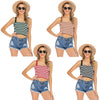 Striped Crop Top Vest with Adjustable Straps