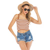Striped Crop Top Vest with Adjustable Straps