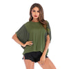 Round Neck Loose Bat Sleeves T-shirt