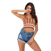 Plaid Striped V-neck Spaghetti Straps Crop Top