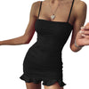 Ruffled Dress Women Sexy Spaghetti Strap Folds Mini Female Party Dresses