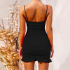 Ruffled Dress Women Sexy Spaghetti Strap Folds Mini Female Party Dresses