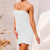 Ruffled Dress Women Sexy Spaghetti Strap Folds Mini Female Party Dresses