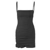 Ruffled Dress Women Sexy Spaghetti Strap Folds Mini Female Party Dresses