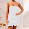Ruffled Dress Women Sexy Spaghetti Strap Folds Mini Female Party Dresses