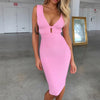 Seamyla Elegan Women Bandage Dress Summer 2022 New Pink Midi Bodycon Dresses Sleeveless Clubwear Celebrity Party Vestidos