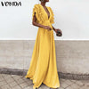 Party Sundress Beach Summer Dress V-Neck Butterfly Sleeve Ruffled Maxi Long 2022 VONDA Plus Size Vestidos Femininas S-5XL