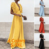 Party Sundress Beach Summer Dress V-Neck Butterfly Sleeve Ruffled Maxi Long 2022 VONDA Plus Size Vestidos Femininas S-5XL