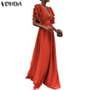 Party Sundress Beach Summer Dress V-Neck Butterfly Sleeve Ruffled Maxi Long 2022 VONDA Plus Size Vestidos Femininas S-5XL