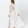 Women Summer Casual Button Long Loose Robe Floral Print Kimono Flare Sleeve Beach Dress