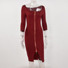 Square Neck Stitching Zipper Solid Color Slim Dress Summer Female Banquet Casual Birthday For Women