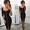 Square Neck Stitching Zipper Solid Color Slim Dress Summer Female Banquet Casual Birthday For Women