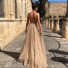 Sexy V-neck Strapless Maxi Dress Women Elegant Mesh Dresses