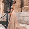 Sexy V-neck Strapless Maxi Dress Women Elegant Mesh Dresses