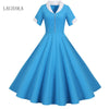 Elegant Fashion Office Dresses For Ladies 2022 New Short Sleeve Notched Retro Party Vintage Beading Womens Summer Dress Pink