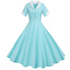 Elegant Fashion Office Dresses For Ladies 2022 New Short Sleeve Notched Retro Party Vintage Beading Womens Summer Dress Pink