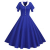 Elegant Fashion Office Dresses For Ladies 2022 New Short Sleeve Notched Retro Party Vintage Beading Womens Summer Dress Pink