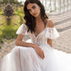 Bohemian Spaghetti Strap Wedding Lace Dress Design Short Ruffles Bridal A Line See-Through Gown
