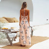 Summer Women's Hot Sale V-neck Sexy Chiffon Side Open Beach Style Printed Dress