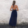 Summer Women's Hot Sale V-neck Sexy Chiffon Side Open Beach Style Printed Dress