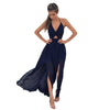 Summer Women's Hot Sale V-neck Sexy Chiffon Side Open Beach Style Printed Dress