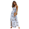 Summer Women's Hot Sale V-neck Sexy Chiffon Side Open Beach Style Printed Dress