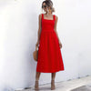Women Long Dress Summer Sexy Casual Ruched Slip Midi Sundresses