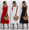 Women Long Dress Summer Sexy Casual Ruched Slip Midi Sundresses