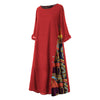 Summer Women Print Patchwork Dress Sexy Boho Casual Sleeves Maxi Dresses