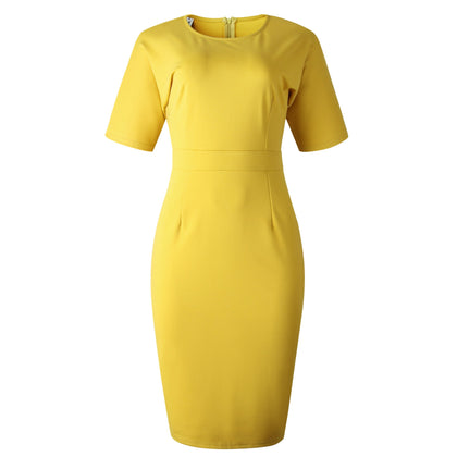 Women Bodycon Slim Elegant Office Ladies Work Wear Short Sleeves Dresses